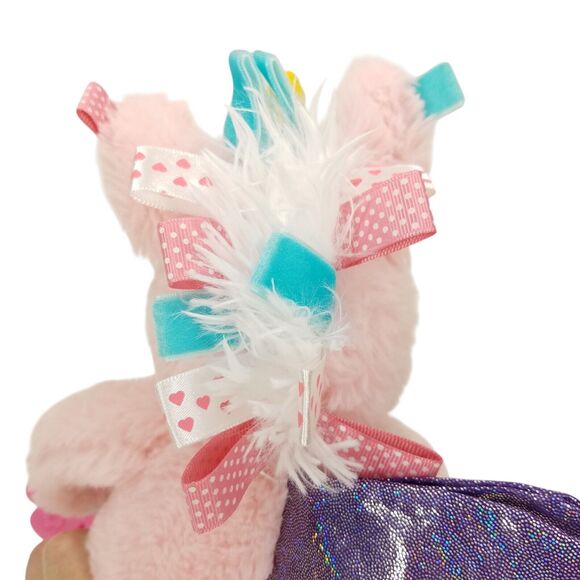 Make Believe Ideas Pink Unicorn Plush Rattle Lovey Teether Crinkle Sensory Tabs - Picture 10 of 11